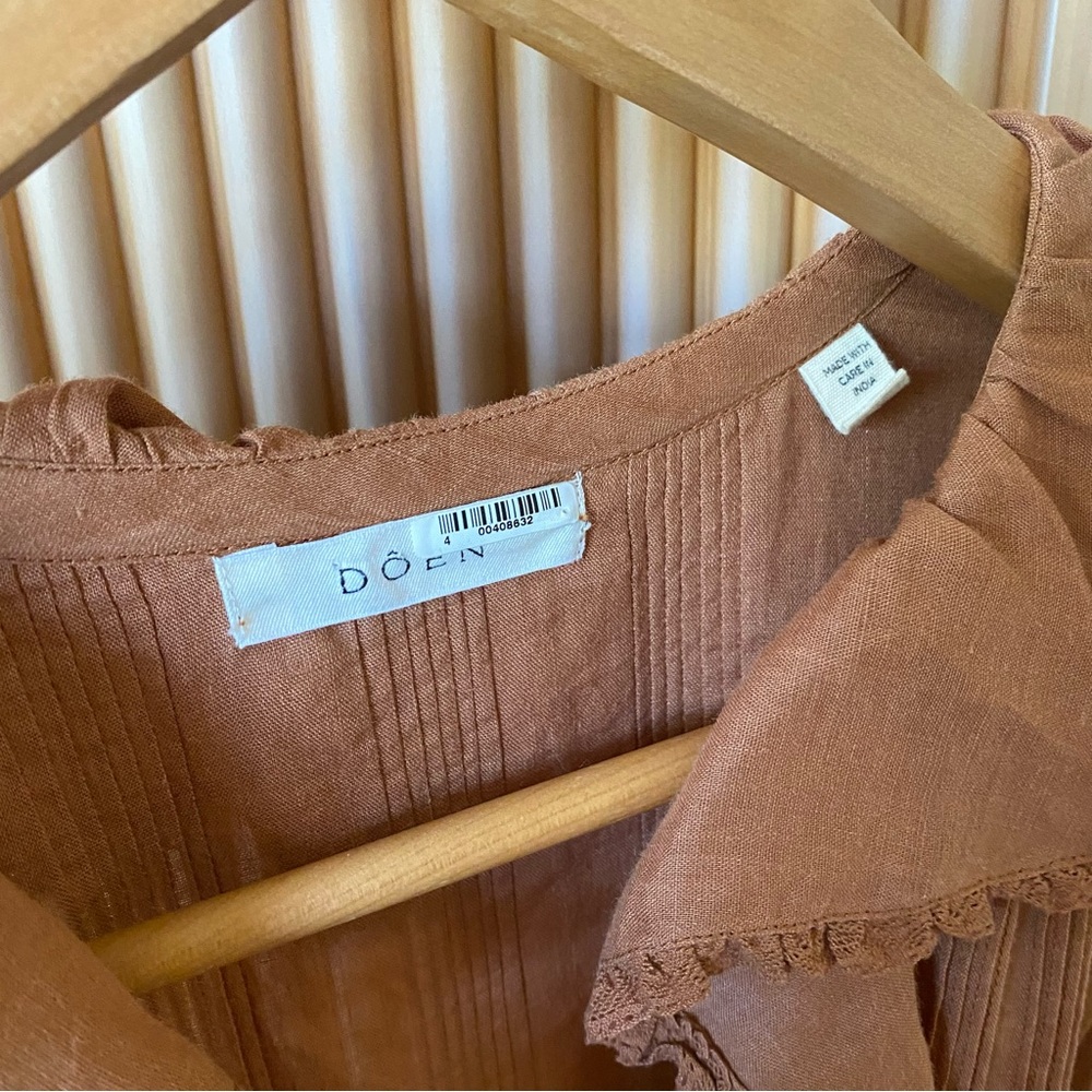 Doen marine belted poet dress brown tan - Picture 9 of 13